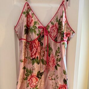 Adonna Pink and Green Floral Vintage Slip